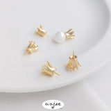 14K Crown Half Hole Bead Holder Pendant - DIY Jewelry Accessory
