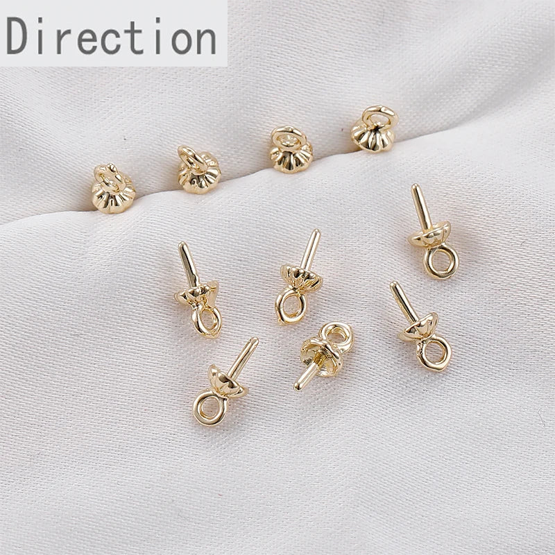 14K Package Protection Copper Plating Real Base Cap DIY Beads Pearl Cap Pendant