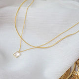14K Plated Double Layer Necklace Flash Diamond Glamour