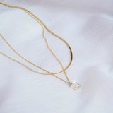 14K Plated Double Layer Necklace Flash Diamond Glamour