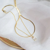 14K Plated Double Layer Necklace Flash Diamond Glamour