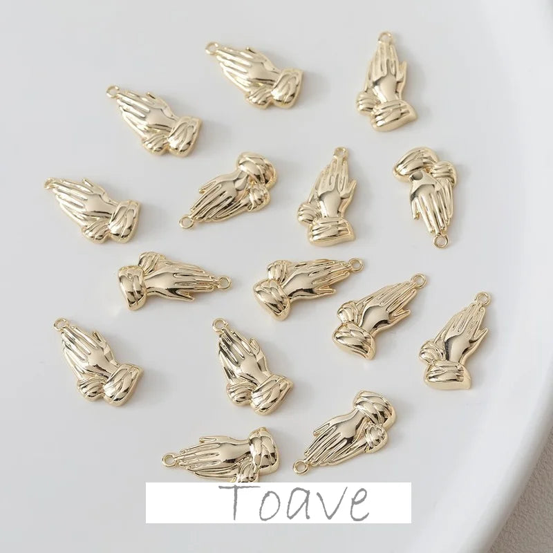 14K Plating Praying Hand Pendant DIY Accessories