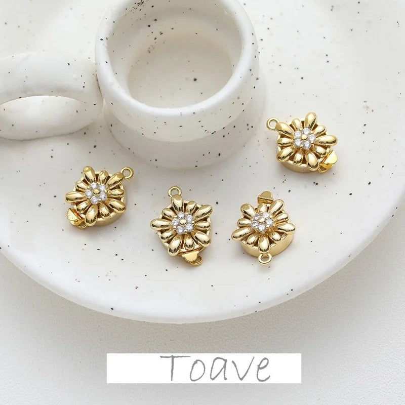 14K Plating Real Flowers Zircon Clasp DIY Necklace Bracelet Material