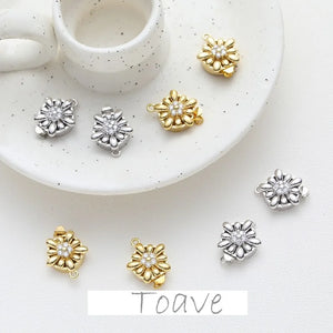 14K Plating Real Flowers Zircon Clasp DIY Necklace Bracelet Material