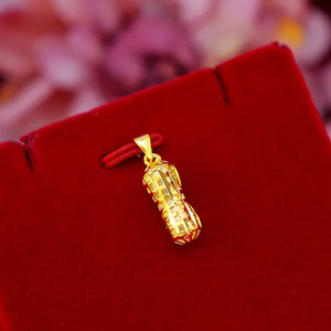 14K Pure 3D Relief Peanut Pendant Necklace for Women