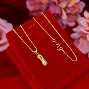 14K Pure 3D Relief Peanut Pendant Necklace for Women