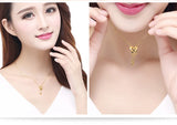 14K Pure 3D Golden Butterfly Necklace for Women Mom 999 Necklace Chain