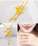 14K Pure 3D Golden Butterfly Necklace for Women Mom 999 Necklace Chain
