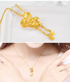 14K Pure 3D Golden Butterfly Necklace for Women Mom 999 Necklace Chain