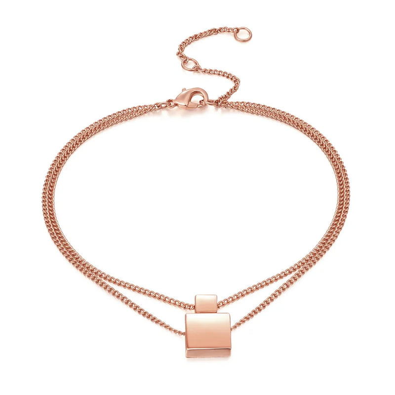 14K Rose Bracelets Double Layer Snake Chain Charm Topza Bracelets for Women