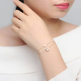 14K Rose Bracelets Double Layer Snake Chain Charm Topza Bracelets for Women