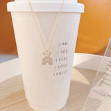 14K Real Bear Short Necklace with CZ Pearls for Women