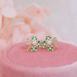 14K Real Electroplating Leaf Zircon Earrings for Women