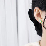 14K Real Electroplating Leaf Zircon Earrings for Women