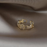 14K Real Electroplating Korea Jewelry Letter U Open Zircon Ring