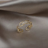 14K Real Electroplating Korea Jewelry Letter U Open Zircon Ring