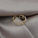 14K Real Electroplating Korea Jewelry Letter U Open Zircon Ring