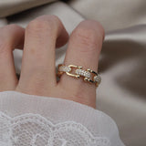 14K Real Electroplating Korea Jewelry Letter U Open Zircon Ring