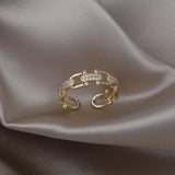 14K Real Electroplating Korea Jewelry Letter U Open Zircon Ring