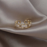 14K Real Electroplating Korea Jewelry Letter U Open Zircon Ring