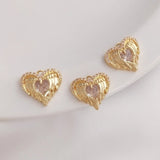 14K Copper Zircon Heart Wing Charms Pendants DIY Jewelry Making Findings