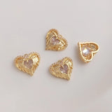 14K Copper Zircon Heart Wing Charms Pendants DIY Jewelry Making Findings
