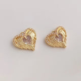 14K Copper Zircon Heart Wing Charms Pendants DIY Jewelry Making Findings