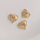 14K Copper Zircon Heart Wing Charms Pendants DIY Jewelry Making Findings