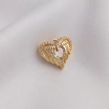 14K Copper Zircon Heart Wing Charms Pendants DIY Jewelry Making Findings
