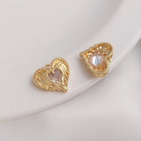 14K Copper Zircon Heart Wing Charms Pendants DIY Jewelry Making Findings