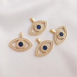 14K CZ Eye Charms Pendants for Jewelry Making