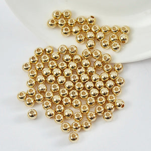 14K Gold Plated Brass Round Bead for DIY Jewelry Making