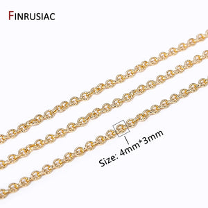 14K Gold Plated Cable Chain 4mm*3mm DIY Necklace Chain, Jewelry Making Supplies
