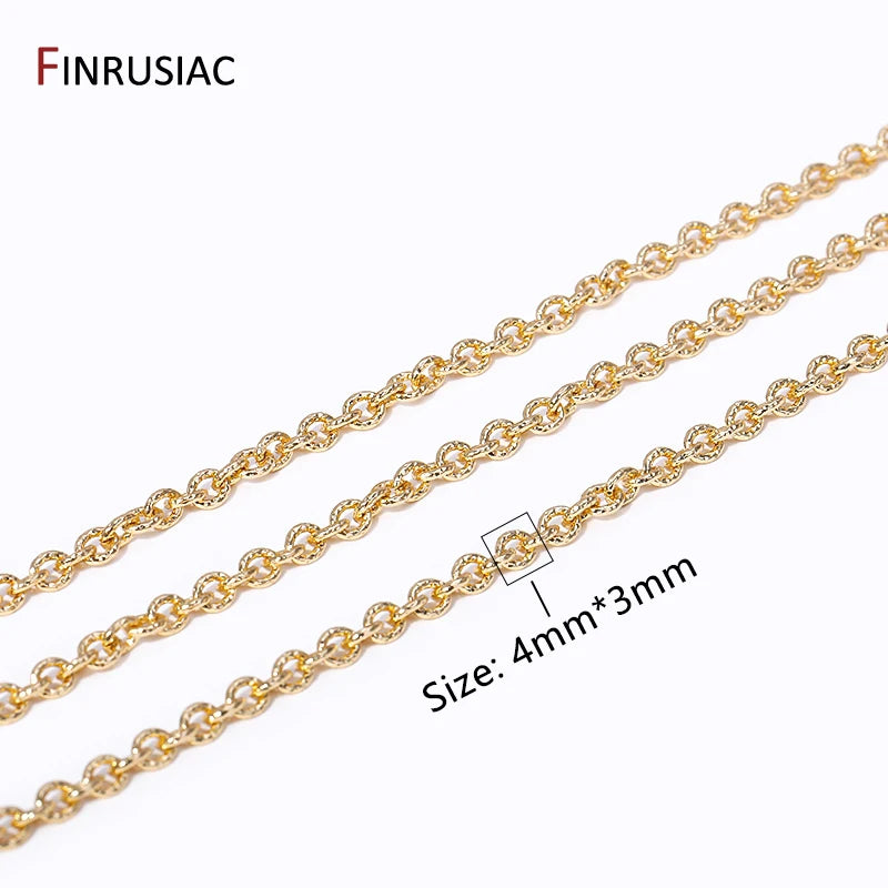 14K Gold Plated Cable Chain 4mm*3mm DIY Necklace Chain, Jewelry Making Supplies