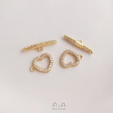 14K Real Plated Copper Feather Buckles Heart OT Clasps Hooks DIY Jewelry