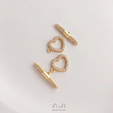14K Real Plated Copper Feather Buckles Heart OT Clasps Hooks DIY Jewelry