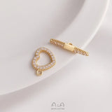 14K Real Plated Copper Feather Buckles Heart OT Clasps Hooks DIY Jewelry