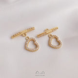 14K Real Plated Copper Feather Buckles Heart OT Clasps Hooks DIY Jewelry