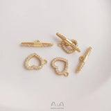 14K Real Plated Copper Feather Buckles Heart OT Clasps Hooks DIY Jewelry