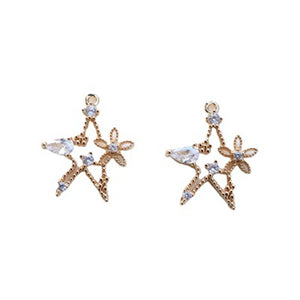 14K Plated Copper Zircon Star Charms 17X20MM