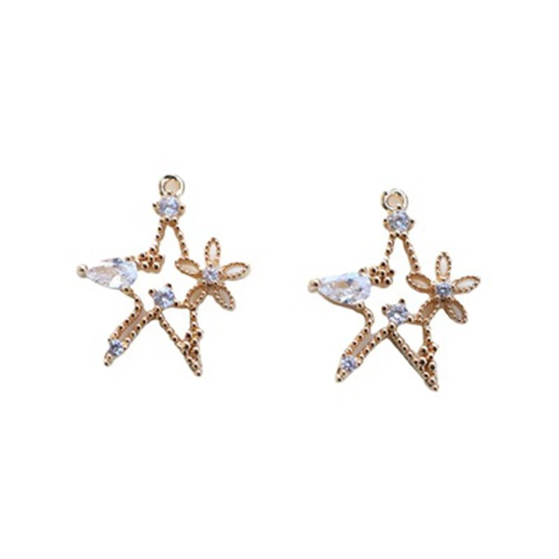 14K Plated Copper Zircon Star Charms 17X20MM