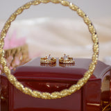 14K Plated Star Crystal Stud Earrings for Woman