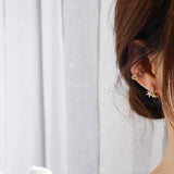 14K Plated Star Crystal Stud Earrings for Woman