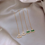 14K Green Zircon Scallop Pendant Earrings for Prom Party