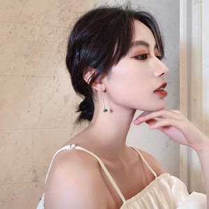 14K Green Zircon Scallop Pendant Earrings for Prom Party