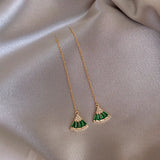 14K Green Zircon Scallop Pendant Earrings for Prom Party