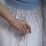 14K Plated Pearl Crushed Stone Hand-Woven Bracelet Gift