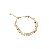 14K Plated Pearl Crushed Stone Hand-Woven Bracelet Gift