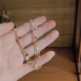 14K Plated Pearl Crushed Stone Hand-Woven Bracelet Gift