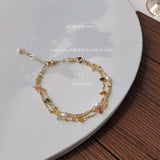 14K Plated Pearl Crushed Stone Hand-Woven Bracelet Gift